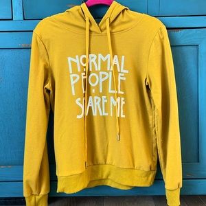 Mustard Yellow women’s hoodie size XS “Normal People Scare Me”